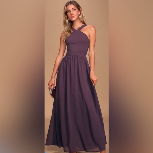 Lulu's Maxi Plum Dress Size Small - Picture 3 of 7